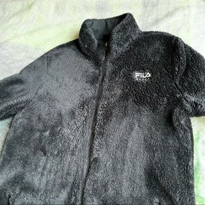Fila fuzzy black zip up